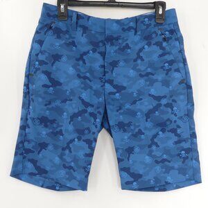 G/FORE Skull & Cross Tees AOP Blue Camo Athletic Performance Golf Shorts Mens 30
